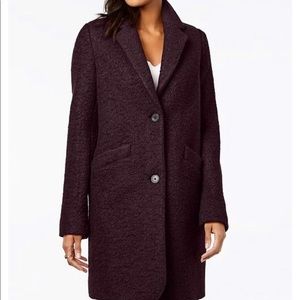 Marc New York Boucle Singe Breasted Button Front Coat Maroon Red Purple size 2